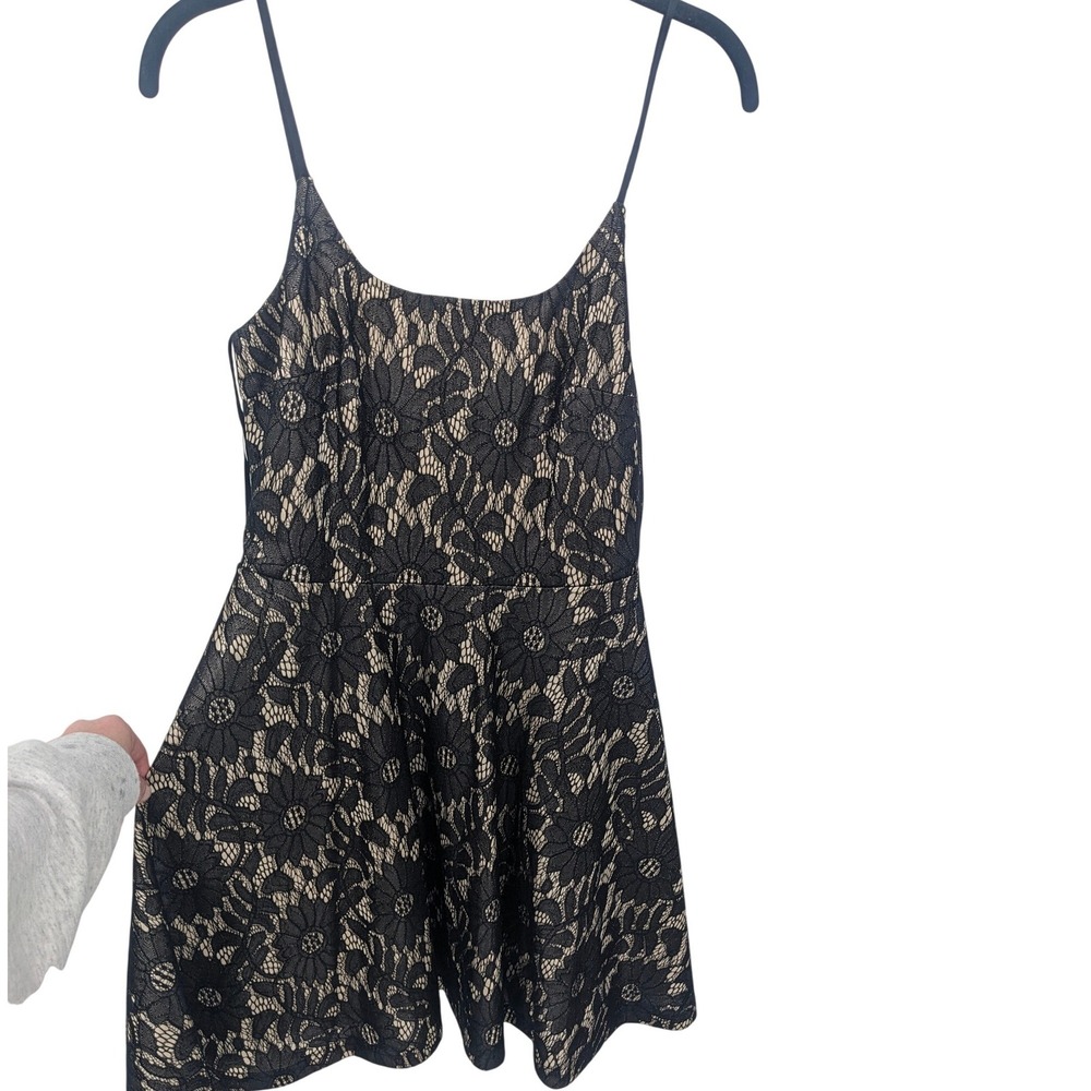 Trac Black Lace Dress Medium Lined Mini Y2K Dark Cottagecore Whimsical Romantic